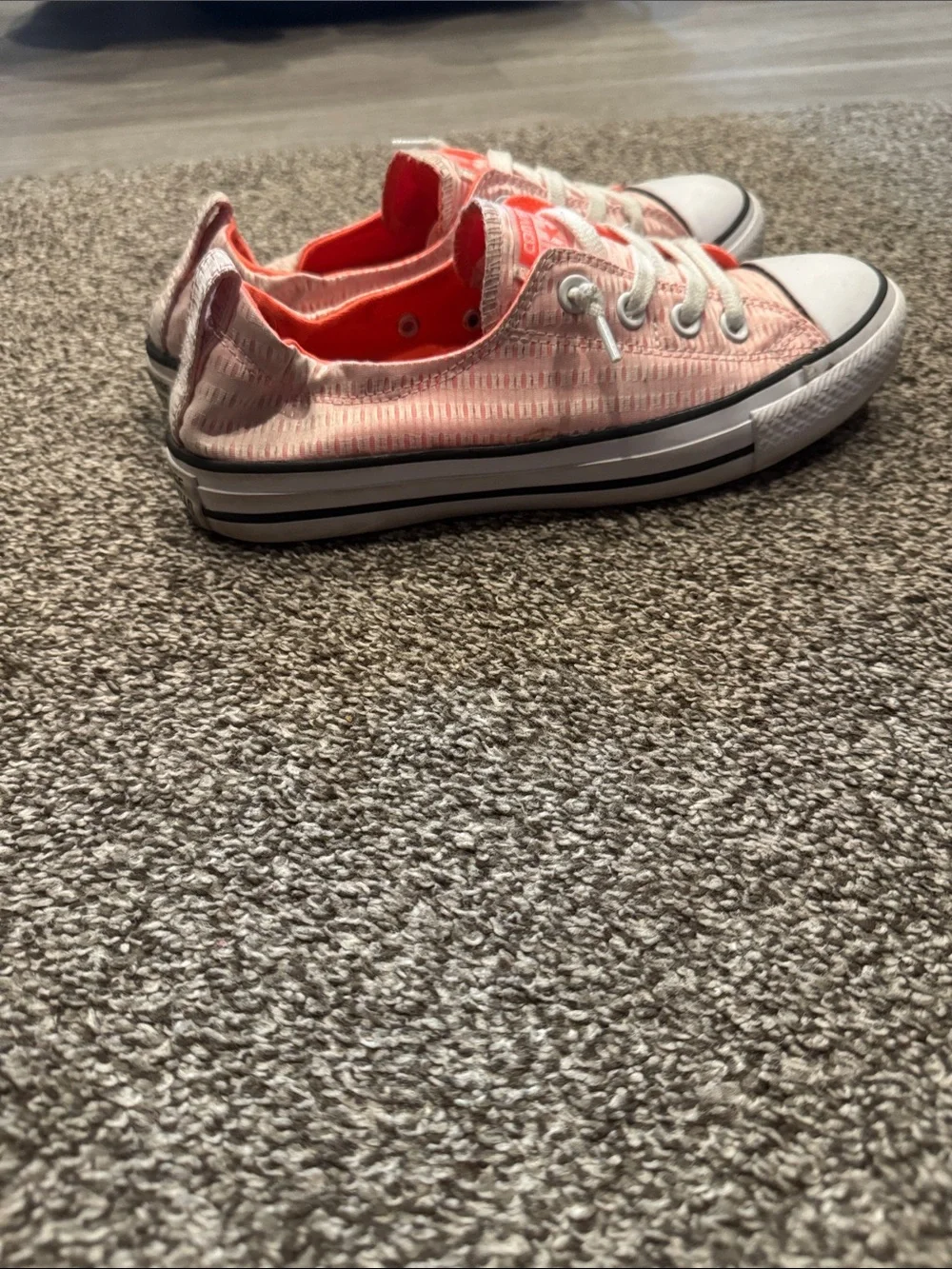 Converse All Star Low Top Sneakers in Coral and White - Picture 5 of 7